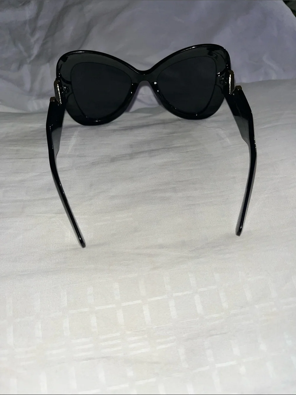 Valentino Black Sunglasses with Gold V Accent